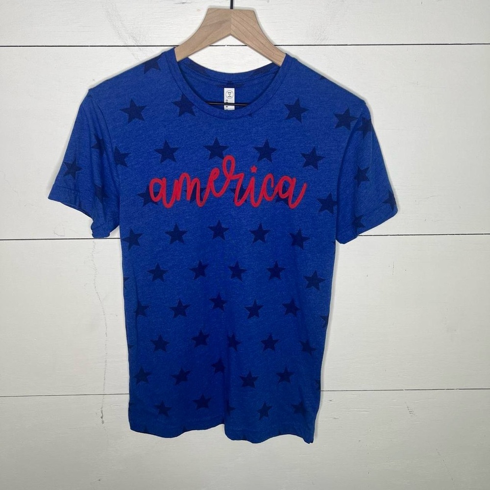 Code Five • “America” Blue Stars Short Sleeve T-Shirt Size Small